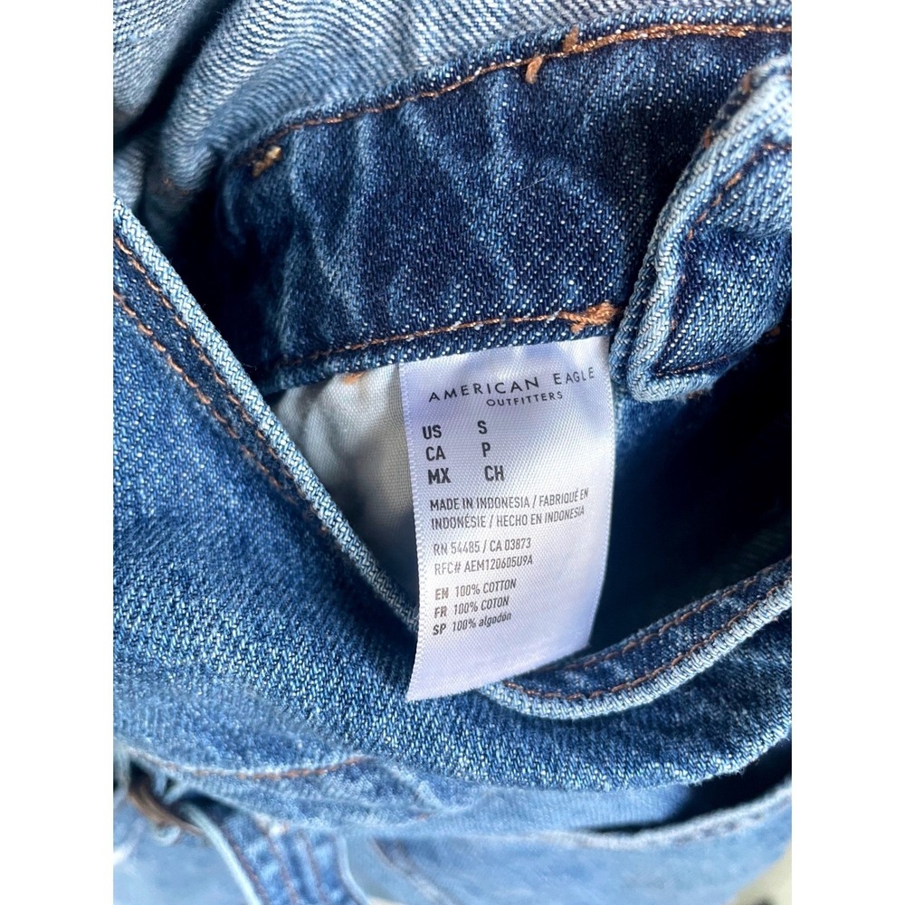 American Eagle Distressed Denim Shortalls Medium Wash Womens Small Cotton AE - Picture 4 of 7